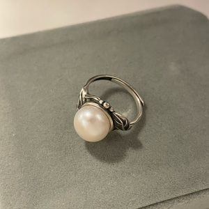Silver 925 Pearl Ring, Freshwater Pearls, Special Design, adjustable Size
